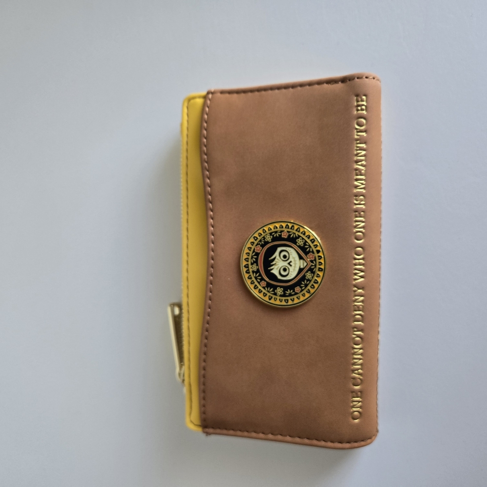 Brown and Yellow Wallet with Owl Emblem